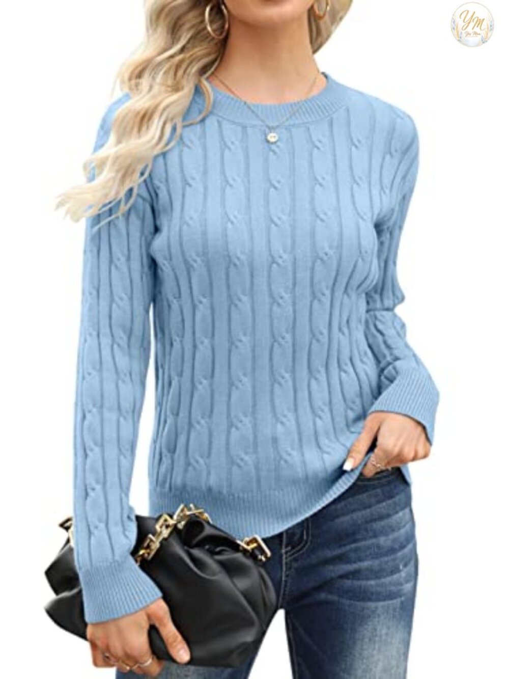 Women's Cable Knit Pullover Sweater Long Sleeve Viscose Blend Mock Neck